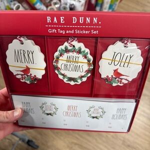 NWT Rae Dunn Festive Christmas Seasonal Holiday Gift Tag and Sticker Set 2025